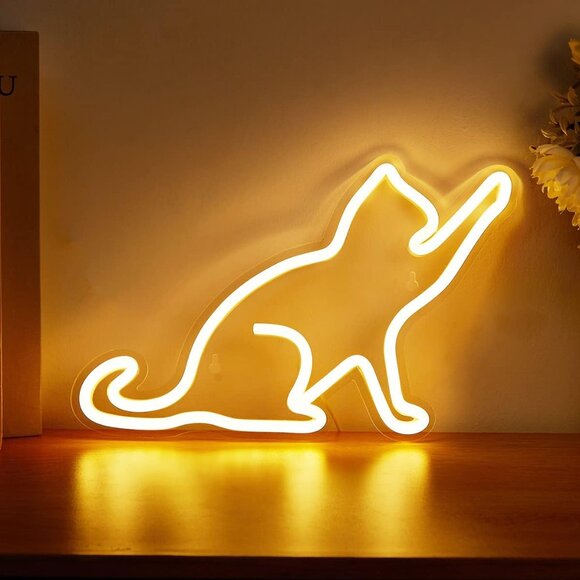 Cat LED Neon Sign Warm White USB Night Light for Kids Room Wall Decor  Gift - Picture 1 of 6
